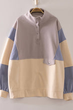 Load image into Gallery viewer, NT12353-Colorblock Half Snap Sweatshirt: GRAY / S-M-L/2-2-2