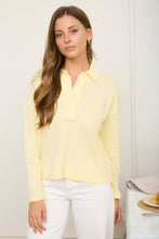 Load image into Gallery viewer, EXPOSED SEAM LONG SLEEVE TEXTURED KNIT POLO: BUTTER YELLOW