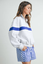 Load image into Gallery viewer, Two-Toned Half Zip Collar Sweatshirt: GREY / GREEN