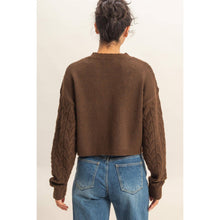 Load image into Gallery viewer, Cropped Cable Knit Sweater: ALPACA