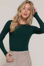 Load image into Gallery viewer, Long Sleeve Crew Neck Viscose Rib Sweater: Red-Red