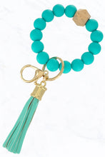 Load image into Gallery viewer, Color Silicone Beaded Key Ring Keychain: Nude Grey