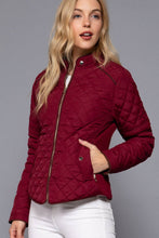 Load image into Gallery viewer, Suede Piping Detail Rib Quilted Padding Jacket : TAUPE