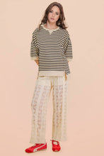 Load image into Gallery viewer, NT12481-Oversized Stripe Casual Knit Top: BLACK/CREAM / S-M-L/2-2-2