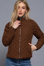 Load image into Gallery viewer, Suede Piping Detail Rib Quilted Padding Jacket : TAUPE