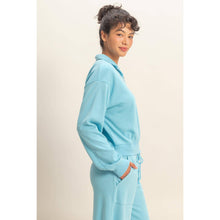 Load image into Gallery viewer, Half-Zip Burnout French Terry Pullover: BLUE