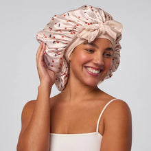 Load image into Gallery viewer, Adjustable Oversized Satin Bonnet - Cherry Print
