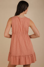 Load image into Gallery viewer, Trim Detail V-Neck Knit Mini Dress: CORAL