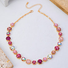 Load image into Gallery viewer, Multi-Tone Pink and Purple Crystal Tennis Necklace| Gold