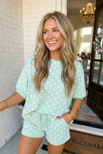 Load image into Gallery viewer, LAS-LIVE Polka Dot Print Top Drawstring Shorts Set (S-XL): Green / Missy / XL