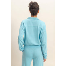 Load image into Gallery viewer, Half-Zip Burnout French Terry Pullover: BLUE