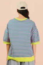 Load image into Gallery viewer, NT12481-Oversized Stripe Casual Knit Top: RED/CREAM / S-M-L/2-2-2