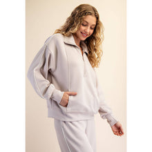 Load image into Gallery viewer, MODAL SCUBA PIPING QUARTER ZIP PULLOVER: Black/Cream