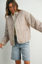 Load image into Gallery viewer, FLORAL QUILTED JACKET WITH LIGHTWEIGHT BOHO PRINT: LAVENDER / IVORY