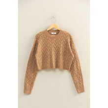 Load image into Gallery viewer, Cropped Cable Knit Sweater: ALPACA