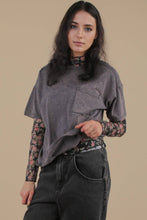 Load image into Gallery viewer, Mineral Washed Knit Top with Pocket: PINK