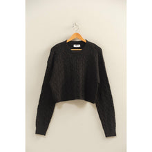 Load image into Gallery viewer, Cropped Cable Knit Sweater: ALPACA