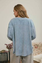 Load image into Gallery viewer, BOXY TEXTURED LONG SLEEVE WASHED KNIT TOP : BROWN
