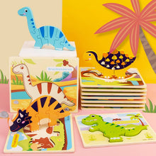 Load image into Gallery viewer, 3D Wooden Dinosaur Puzzle, Buckle Design for Early Education: Green / One Size