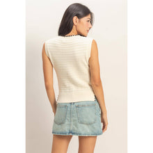 Load image into Gallery viewer, Eyelet Sleeveless Knit Top: CREAM