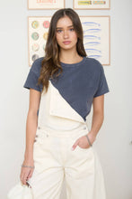 Load image into Gallery viewer, ROUND NECK SHORT SLEEVE EXPOSED SEAM KNIT TOP: MOCHA