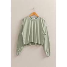 Load image into Gallery viewer, Blue Cropped Sweatshirt With Raw Hem