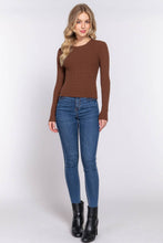 Load image into Gallery viewer, Long Sleeve Crew Neck Viscose Rib Sweater: Red-Red