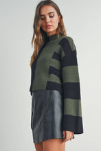 Load image into Gallery viewer, Color Block Mock Turtleneck Sweater: NAVY / IVORY
