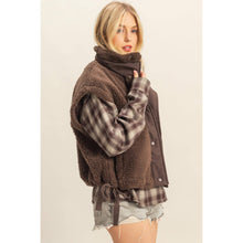 Load image into Gallery viewer, Cozy Sherpa Vest Jacket with Tie-Up Side Details: BROWN