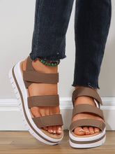 Load image into Gallery viewer, Hollow Out Buckle PU Leather Platform Sandals: Black