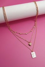 Load image into Gallery viewer, SQUARE BOW EPOXY CHARM LAYERED NECKLACE | GOLD
