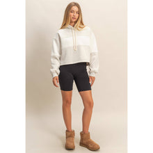 Load image into Gallery viewer, Colorblock Cropped Hoodie: WALNUT