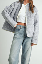 Load image into Gallery viewer, FLORAL QUILTED JACKET WITH LIGHTWEIGHT BOHO PRINT: LAVENDER / IVORY