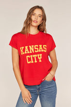 Load image into Gallery viewer, Kansas City Graphic Cap Sleeve Knit Top: Scarlet
