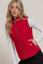 Load image into Gallery viewer, Suede Piping Detail Rib Quilted Padding Vest: OLV-olive oil / S