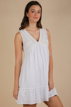 Load image into Gallery viewer, Trim Detail V-Neck Knit Mini Dress: DENIM