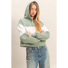 Load image into Gallery viewer, Colorblock Cropped Hoodie: WALNUT
