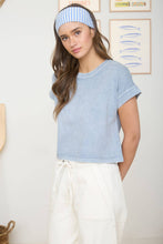 Load image into Gallery viewer, WASHED SHORT SLEEVE BOXY KNIT TOP : GREY