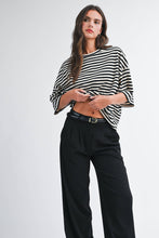 Load image into Gallery viewer, Oversized Stripe Boyfriend Tee: Tan / Contemporary
