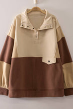 Load image into Gallery viewer, NT12353-Colorblock Half Snap Sweatshirt: GRAY / S-M-L/2-2-2