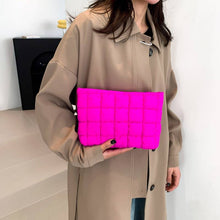 Load image into Gallery viewer, QUILTED PUFFY COSMETIC MAKEUP POUCH CLUTCH BAG | Fuchsia