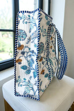 Load image into Gallery viewer, Sasha Blue and White Floral Tote Bag