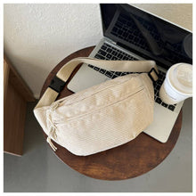 Load image into Gallery viewer, CORDUROY CROSSBODY SLING FANNY PACK BELT BUM BAG | Brown