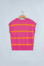 Load image into Gallery viewer, LAS Striped Cap Sleeve Knit Sweater (S-4X): Brown Stripe / XL