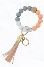 Load image into Gallery viewer, Color Silicone Beaded Key Ring Keychain: Nude Grey