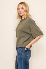 Load image into Gallery viewer, Boxy Crew Neck Knit Top: Olive