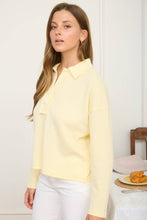 Load image into Gallery viewer, EXPOSED SEAM LONG SLEEVE TEXTURED KNIT POLO: BUTTER YELLOW