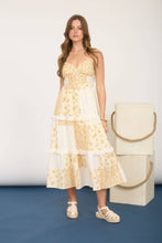 Load image into Gallery viewer, MULTI-CHECKERED PATTERN SPAGHETTI STRAP MIDI DRESS: BLUE MULTI