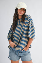 Load image into Gallery viewer, Oversized Stripe Boyfriend Tee: Tan / Contemporary