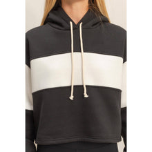 Load image into Gallery viewer, Colorblock Cropped Hoodie: WALNUT